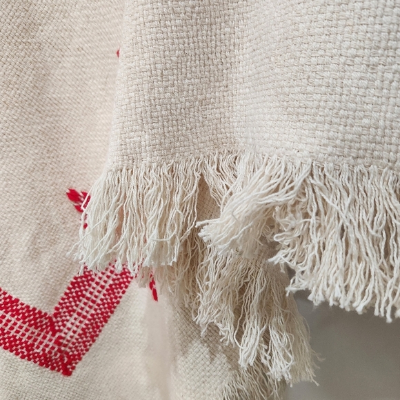 VINTAGE 70'S HAND WOVEN HAND KNIT PONCHO/Shrug, RED/CREAM, Women's Medium - Picture 7 of 7